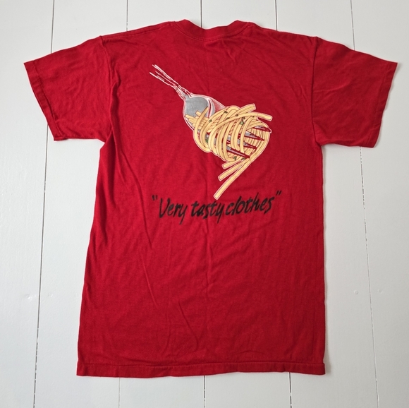 Vintage Single Stitch Pasta Very Tasty Clothes Fork Graphic Red Large - Picture 2 of 4